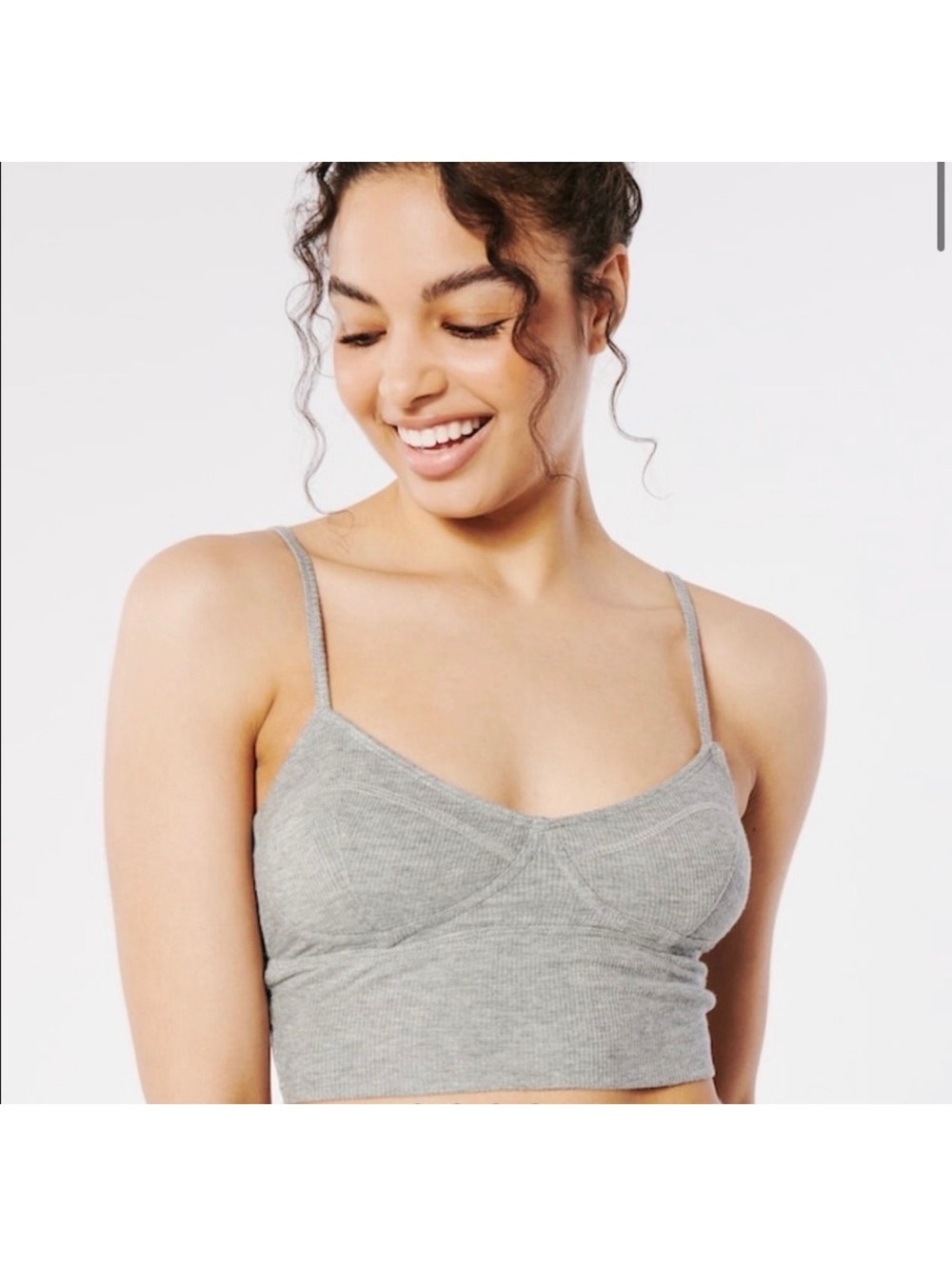Gilly Hicks Ribbed Bustier Bra Top Large Heather Gray Lounge Sleep Casual